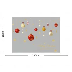 Christmas New Year Theme Wall Stickers Colored Ball Santa Claus Stocking Stickers Shop Glass Window Decoration 70*100cm
