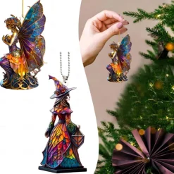 Christmas Ornament Acrylic 2D Flat Printed Keychain, Optional Acrylic Ornament and Car Rear View Mirror Accessories Memorial Gifts Pack