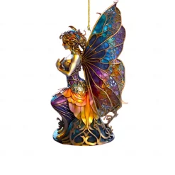 Christmas Ornament Acrylic 2D Flat Printed Keychain, Optional Acrylic Ornament and Car Rear View Mirror Accessories Memorial Gifts Pack