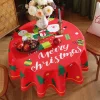 Christmas Round Tablecloth Xmas Decoration Waterproof and Oil Resistant, Wrinkle Winter Decor Table Cover for Dining Patry