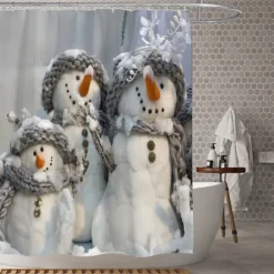 Christmas Shower Curtain Waterproof Fabric Bathroom Decoration and Modern and Classic Theme and Christmas