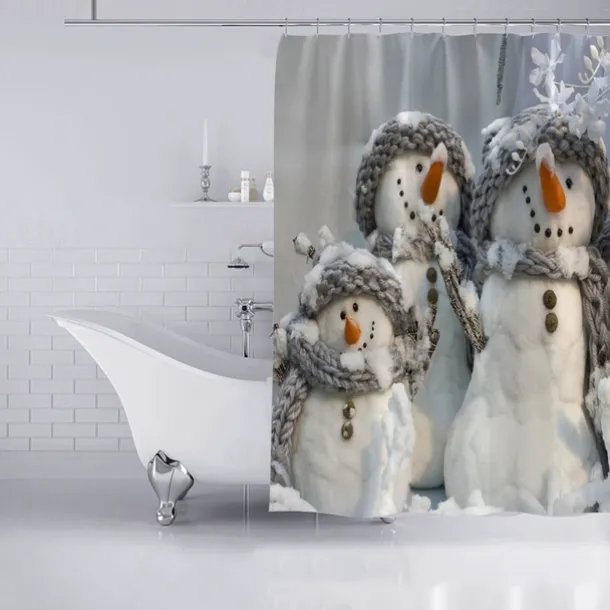 Christmas Shower Curtain Waterproof Fabric Bathroom Decoration and Modern and Classic Theme and Christmas