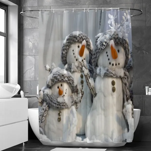 Christmas Shower Curtain Waterproof Fabric Bathroom Decoration and Modern and Classic Theme and Christmas