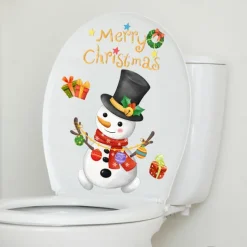 Christmas Snowman Sticker Toilet Sticker Background Wall Toilet Decoration Wall Decal