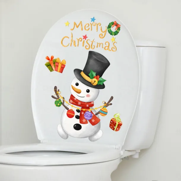 Christmas Snowman Sticker Toilet Sticker Background Wall Toilet Decoration Wall Decal