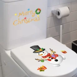 Christmas Snowman Sticker Toilet Sticker Background Wall Toilet Decoration Wall Decal