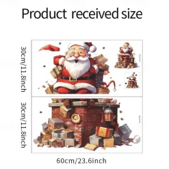Christmas Sticker Xmas Sticker, Cute Santa Claus Gift Children's Bedroom Entrance Home Decoration Wall Sticker Self-adhesive Sticker