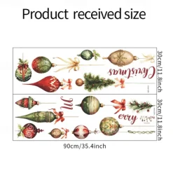 Christmas Stickers Decoration, Colorful Balls, Hanging Decorations, Glass Windows Doors Home Wall Stickers, Self-adhesive Stickers