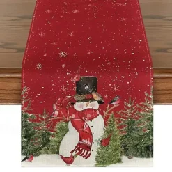 Christmas Table Runner Festive Holiday Table Decor Adds Seasonal Charm to Your Dining or Coffee Table Perfect for Christmas Gatherings and Winter Celebrations