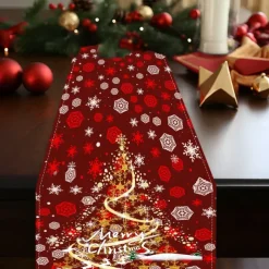 Christmas Table Runner Festive Holiday Table Decor Adds Seasonal Charm to Your Dining or Coffee Table Perfect for Christmas Gatherings and Winter Celebrations