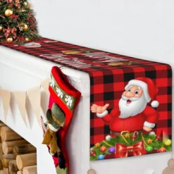 Christmas Table Runner Festive Holiday Table Decor Adds Seasonal Charm to Your Dining or Coffee Table Perfect for Christmas Gatherings and Winter Celebrations