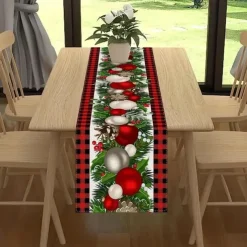 Christmas Table Runner Festive Holiday Table Decor Adds Seasonal Charm to Your Dining or Coffee Table Perfect for Christmas Gatherings and Winter Celebrations