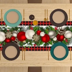 Christmas Table Runner Festive Holiday Table Decor Adds Seasonal Charm to Your Dining or Coffee Table Perfect for Christmas Gatherings and Winter Celebrations