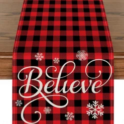 Christmas Table Runner Festive Holiday Table Decor Adds Seasonal Charm to Your Dining or Coffee Table Perfect for Christmas Gatherings and Winter Celebrations