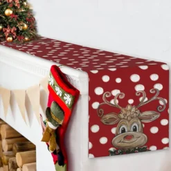 Christmas Table Runner Festive Holiday Table Decor Adds Seasonal Charm to Your Dining or Coffee Table Perfect for Christmas Gatherings and Winter Celebrations