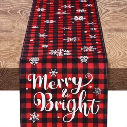 Christmas Table Runner, Seasonal Winter Holiday Farmhouse Style Table Decoration