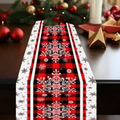 Christmas Table Runner, Seasonal Winter Holiday Farmhouse Style Table Decoration