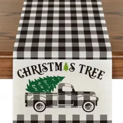 Christmas Table Runner, Seasonal Winter Holiday Farmhouse Style Table Decoration