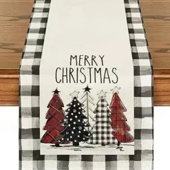 Christmas Table Runner, Seasonal Winter Holiday Farmhouse Style Table Decoration