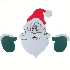 Christmas Themed Fence Decoration Xmas Fence Insert Wooden Santa Claus Reindeer Snowman Fence Decoration Garden Decoration Insert