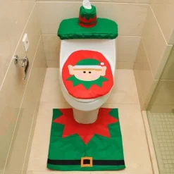 Christmas Toilet Seat Cover Decorations Santa Snowman Deer Spirit Toilet Seat Cover Rug Bathroom Set With Paper Towel Cover For Christmas Gift Premium Year Home Decorations