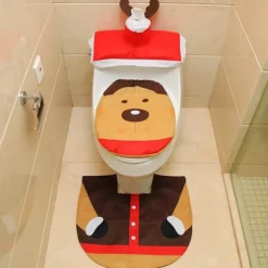 Christmas Toilet Seat Cover Decorations Santa Snowman Deer Spirit Toilet Seat Cover Rug Bathroom Set With Paper Towel Cover For Christmas Gift Premium Year Home Decorations