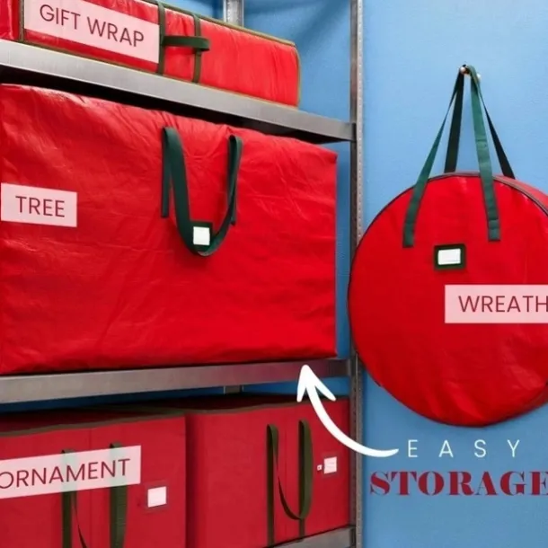 Christmas Tree Storage Bag Heavy Duty Christmas Tree Bag Red - Tree Bags For Storage - Xmas Tree Storage Bag Holds 7.5-9 Ft Christmas Tree Bag For All Year Round Christmas Storage