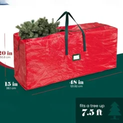 Christmas Tree Storage Bag Heavy Duty Christmas Tree Bag Red - Tree Bags For Storage - Xmas Tree Storage Bag Holds 7.5-9 Ft Christmas Tree Bag For All Year Round Christmas Storage