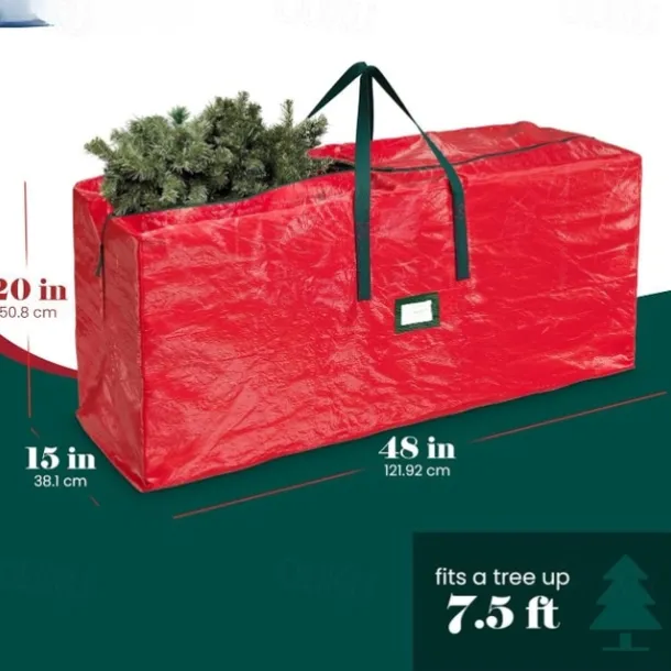 Christmas Tree Storage Bag Heavy Duty Christmas Tree Bag Red - Tree Bags For Storage - Xmas Tree Storage Bag Holds 7.5-9 Ft Christmas Tree Bag For All Year Round Christmas Storage