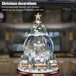 Christmas Window Stickers Tree Winter Garland Window Stickers Home Decoration Crystal Tree Santa Claus Snowman Rotating Sculpture Decorations Removable Paste