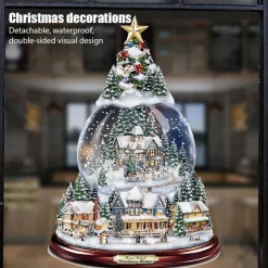 Christmas Window Stickers Tree Winter Garland Window Stickers Home Decoration Crystal Tree Santa Claus Snowman Rotating Sculpture Decorations Removable Paste