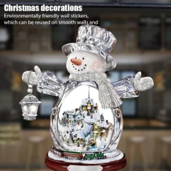 Christmas Window Stickers Tree Winter Garland Window Stickers Home Decoration Crystal Tree Santa Claus Snowman Rotating Sculpture Decorations Removable Paste