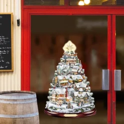 Christmas Window Stickers Tree Winter Garland Window Stickers Home Decoration Crystal Tree Santa Claus Snowman Rotating Sculpture Decorations Removable Paste