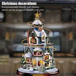 Christmas Window Stickers Tree Winter Garland Window Stickers Home Decoration Crystal Tree Santa Claus Snowman Rotating Sculpture Decorations Removable Paste