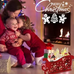 Christmas Wooden Advent Calendar Christmas Sleigh Countdown Calendar with 24 Drawers Wooden Advent Calendar Xmas Countdown Advent Calendar for Adults Kids Christmas Countdown Decoration Supplies
