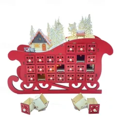 Christmas Wooden Advent Calendar Christmas Sleigh Countdown Calendar with 24 Drawers Wooden Advent Calendar Xmas Countdown Advent Calendar for Adults Kids Christmas Countdown Decoration Supplies