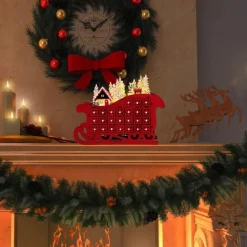 Christmas Wooden Advent Calendar Christmas Sleigh Countdown Calendar with 24 Drawers Wooden Advent Calendar Xmas Countdown Advent Calendar for Adults Kids Christmas Countdown Decoration Supplies