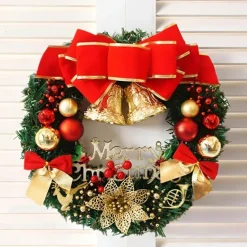 Christmas Wreath Hanging Ornament Christmas Wreath Christmas Ball Ornaments Handmade Floral Christmas Wreath for Christmas Indoor Outdoor Decor
