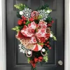 Christmas Wreath Outdoor for Front Door Winter Wreath Window Wall Decoration Peppermint Candy Cane Wreath Christmas Upside Down Tree Christmas Door Christmas Candy Upside Down Tree