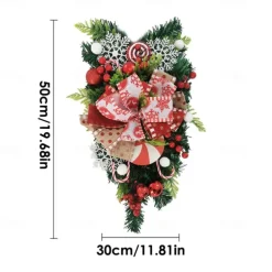 Christmas Wreath Outdoor for Front Door Winter Wreath Window Wall Decoration Peppermint Candy Cane Wreath Christmas Upside Down Tree Christmas Door Christmas Candy Upside Down Tree