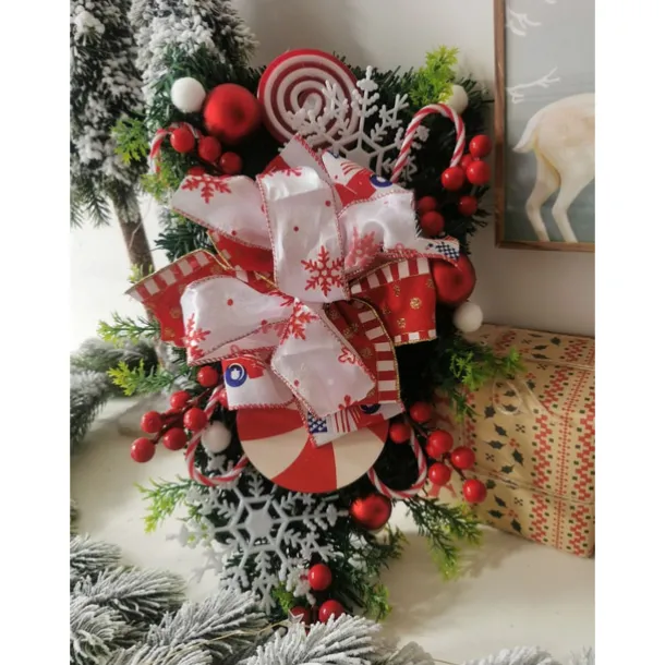 Christmas Wreath Outdoor for Front Door Winter Wreath Window Wall Decoration Peppermint Candy Cane Wreath Christmas Upside Down Tree Christmas Door Christmas Candy Upside Down Tree