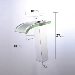 Chrome Waterfall Tap - Wash Basin Tap with Glass - Single-Handle Mixer Tap for Bathroom Sinks