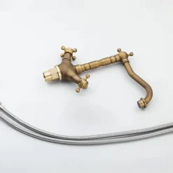 Classic Utility Sink Laundry Black Gold Faucet, Centerset High Arc Two Handles One Hole Wash Basin Tap with Hot and Cold Water Switch, Laundry Tub Pot Filler Commercial Faucet in Oil Rubbed Bronze