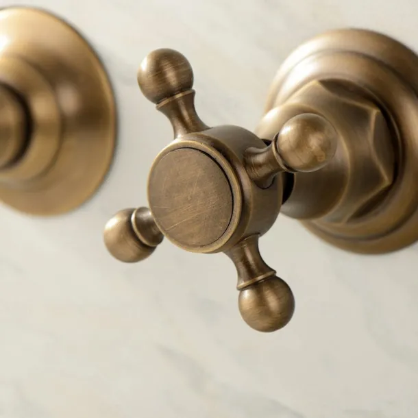 Classic Utility Sink Laundry Faucet, Wall Mount Two Handles Three Holes Wash Basin Tap with Hot and Cold Water Hoses, Laundry Tub Pot Filler Commercial Faucet in Oil Rubbed Bronze Antique Copper