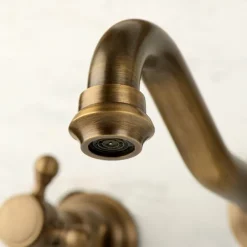 Classic Utility Sink Laundry Faucet, Wall Mount Two Handles Three Holes Wash Basin Tap with Hot and Cold Water Hoses, Laundry Tub Pot Filler Commercial Faucet in Oil Rubbed Bronze Antique Copper