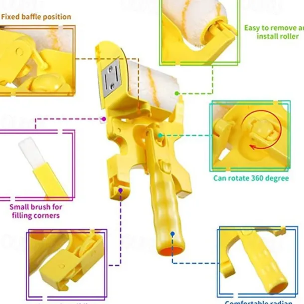 Clean-Cut Paint Edger Roller Brush Painting Safe Tools Set for Wall Ceiling