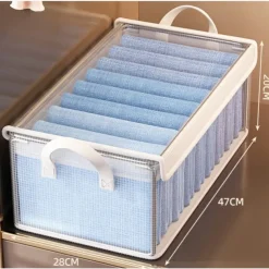 Clear Clothing Storage Box with Lid, Large Capacity Transparent Drawer Organizer, PVC Wardrobe Storage Container for Blankets, Clothes, and Fabric Organization