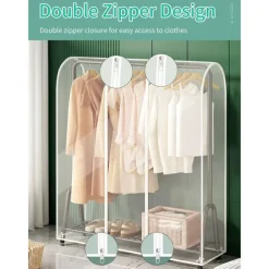 Clear Garment Rack Cover Dustproof Clothes Rack Cover with Zipper Clothes Hanging Rack Cover Clothing Storage Protector Waterproof
