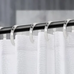 Clear Premium Plastic Shower Rings Provide Effortless Gliding on Standard Shower Rods Set of 12, Easy Snap Closure, BPA-Free Plastic
