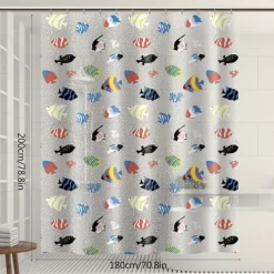 Clear Shower Curtain Tropical Fish,180x200cm 70"x79" Waterproof Lightweight Fish Shower Curtain Liner,PEVA Long Fashion Bath Shower Curtains with 12 Grommets Hooks for Bathtub Bathroom